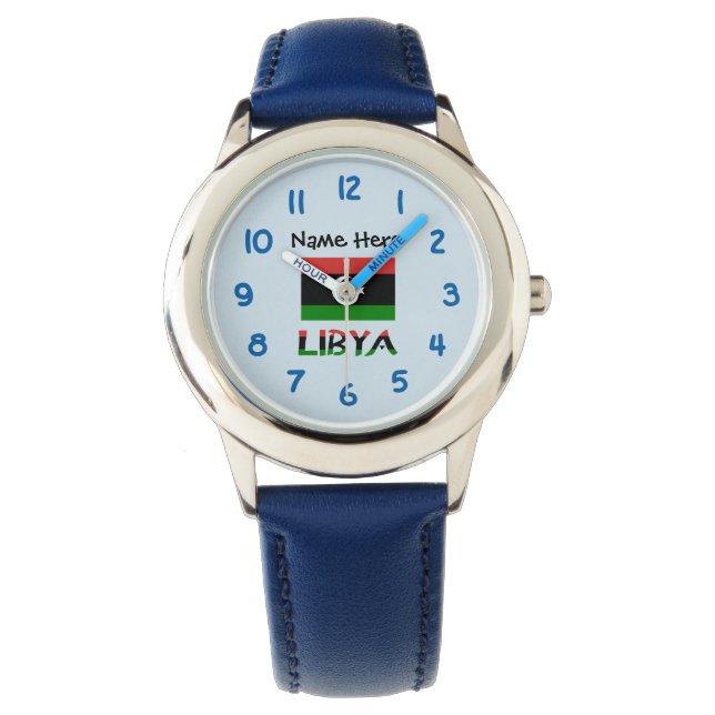 Montre Libye Drapeau Libyen Noir Personnalisation  (devant)