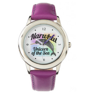 Montre Licorne de Narwhal de la mer, arc-en-ciel mignon