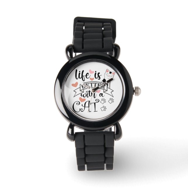 Montre Life is Better With a Cat quote slogan (Recto)