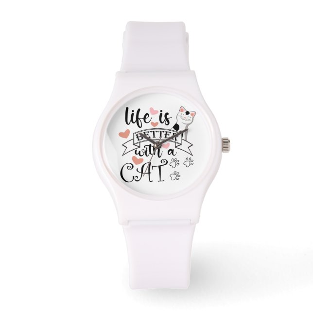 Montre Life is Better With a Cat quote slogan (Recto)