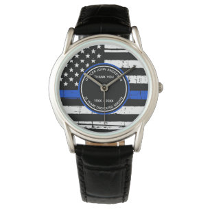 Montre Ligne Bleue Mince Retrait Cadeau Merci Police