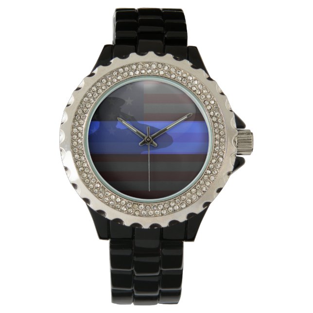 Montre Ligne Bleue Mince - Salon Drapeau (devant)
