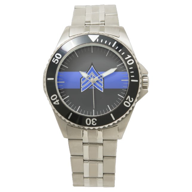 Montre Ligne Bleue Mince - Sergent Stripes Watch (devant)
