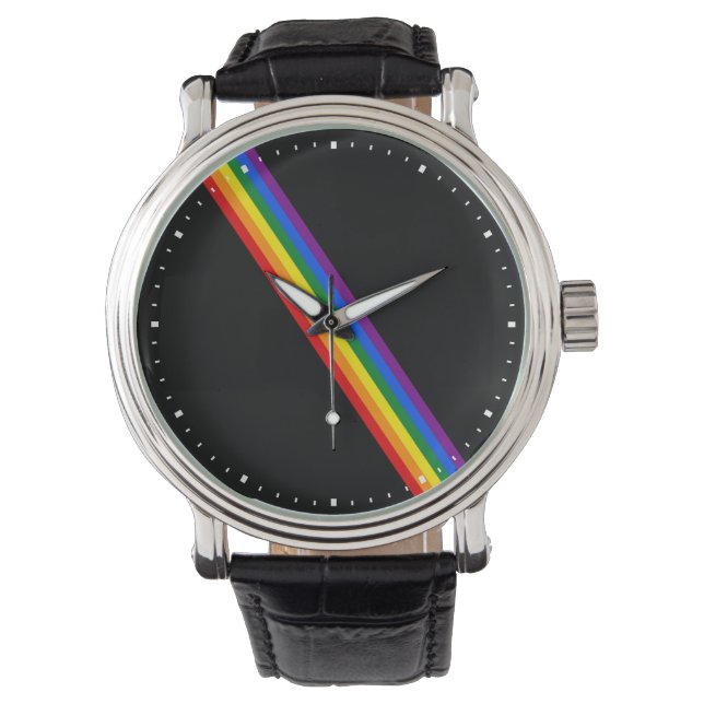 Montre Ligne du drapeau arc-en-ciel Mois de fierté subtil (devant)