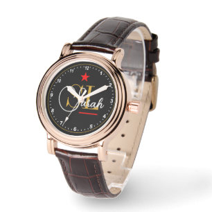 Montre Ligne rouge mince - Nom et signature monogrammes