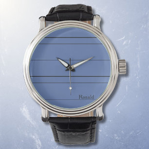 Montre Lignes horizontales, bandes noires sur fond bleu