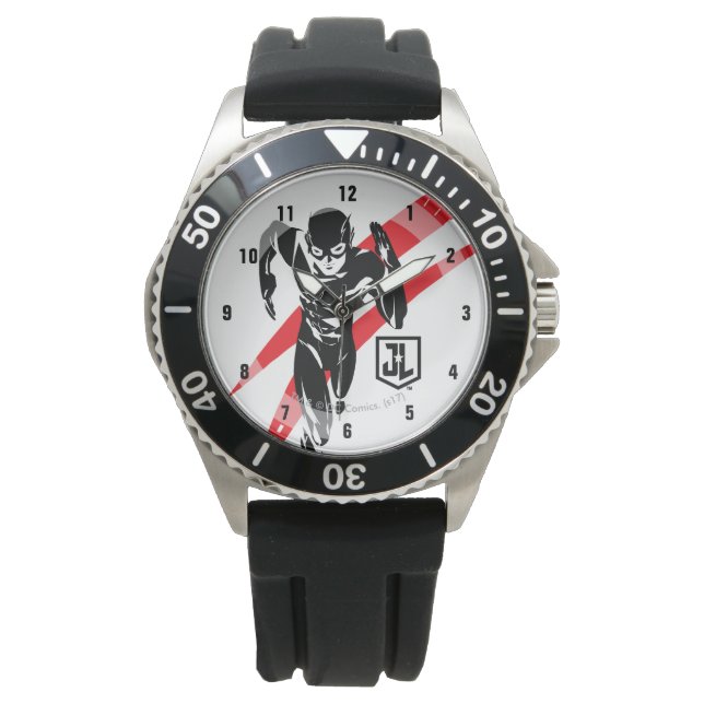 Montre Ligue de Justice | Flash Running Noir Pop Art (devant)