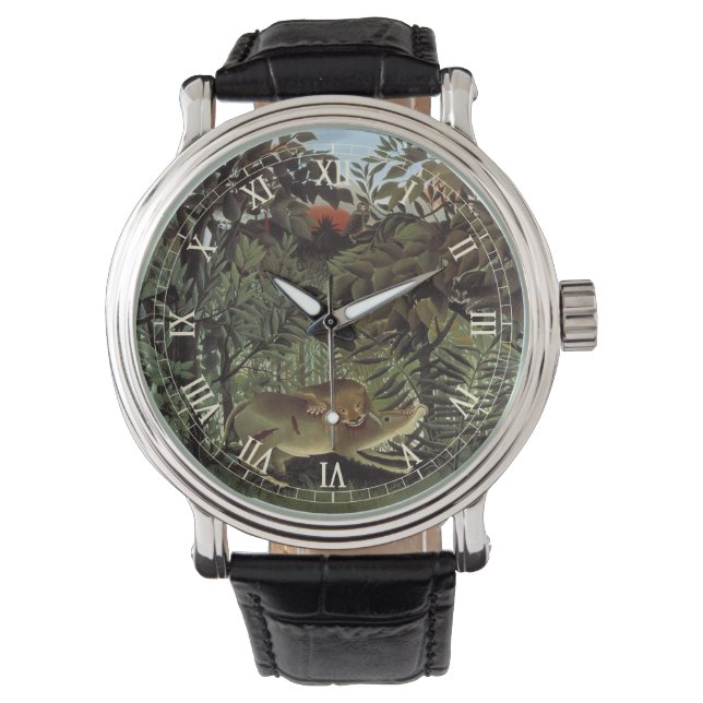 Montre Lion affamé par Henri Rousseau, animal sauvage Vin (devant)