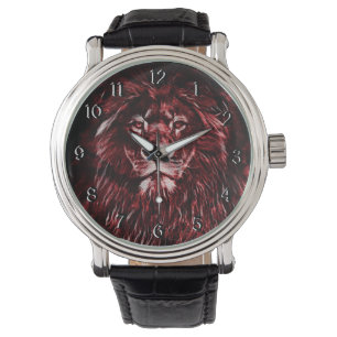 Montre Lion rouge majestueux
