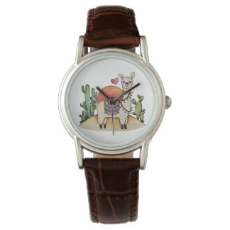 Montre Llama Aquarelle Avec Cactus