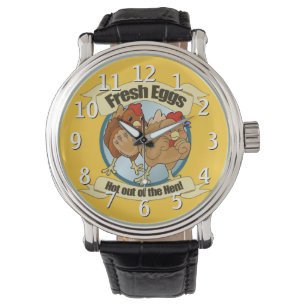 Montre Logo amusant poulets et oeufs frais