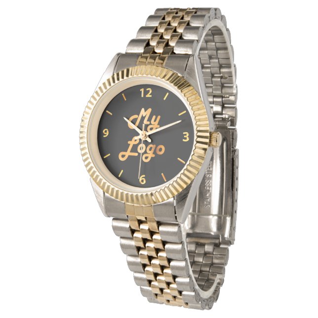 Montre Logo commercial or noir (Incliné)