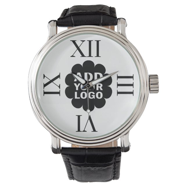 Montre Logo de l'entreprise Promotions noir et blanc (devant)