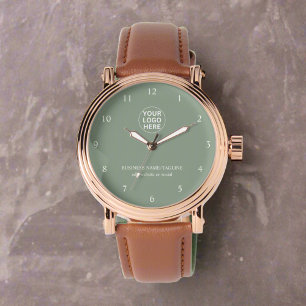 Montre Logo d'entreprise de marque vintage Sage Green