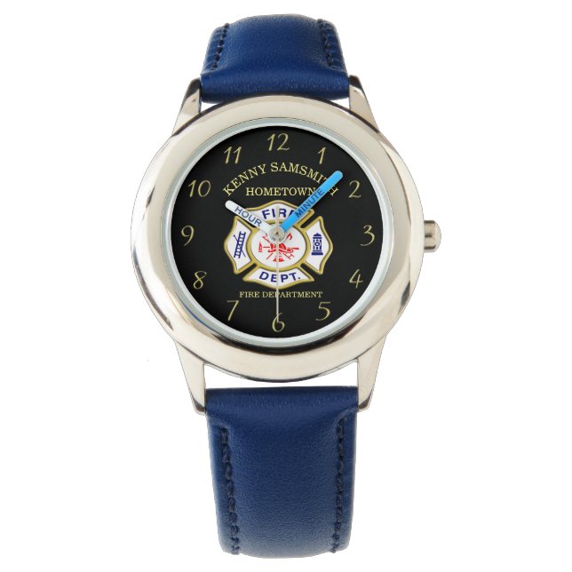 Montre Logo du service d'incendie Badge bleu et blanc (devant)