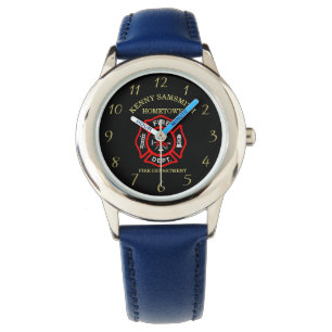 Montre Logo du service d'incendie Badge noir et rouge