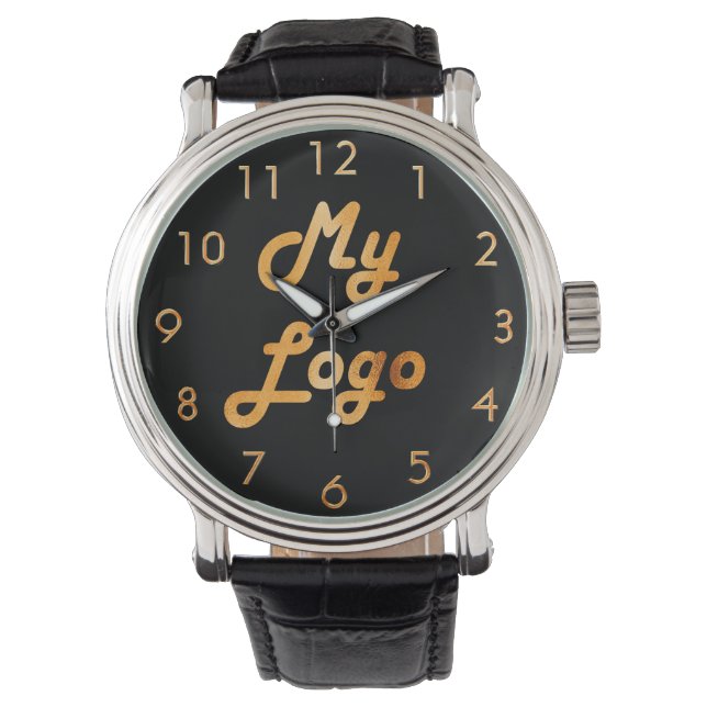 Montre Logo personnalisé entreprise en or noir (devant)