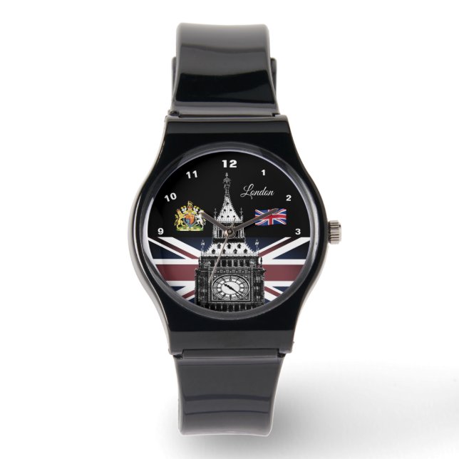 Montre Londres vintage, Emblem, drapeau britanniqu (Recto)