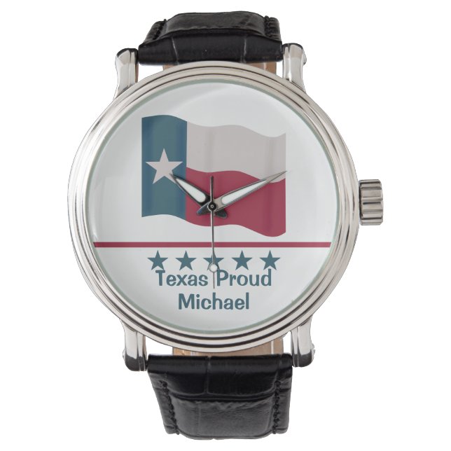 Montre Lone Star Drapeau Texas Fiers Mots Nom Personnalis (devant)