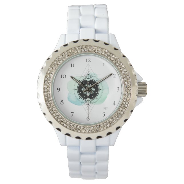 Montre *~* Lotus Lune Étoiles Géométrie Sacrée Spirituel (devant)