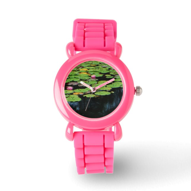 Montre lotus rose eau noire (Recto)