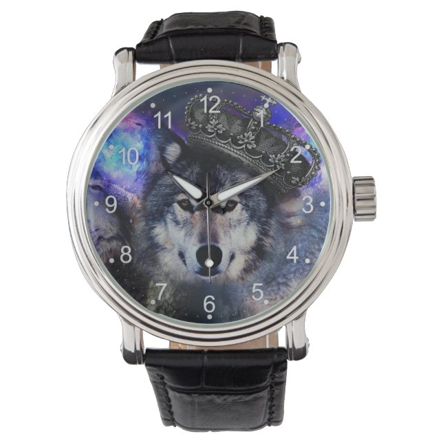 Montre Loup d'animal dans la couronne (devant)