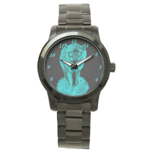 Montre Loup noir en colère dans la nuit