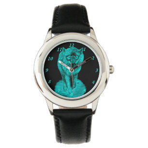Montre Loup noir en colère dans la nuit