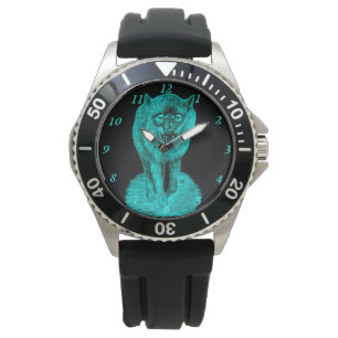 Montre Loup noir en colère dans la nuit