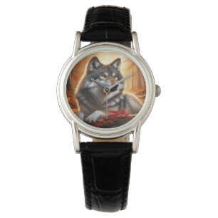 Montre Loup solitaire dans la forêt : Solitude dans la na