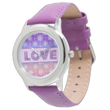 LOVE Typographie Snowflakes violet