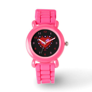 Montre Lovely Heart Kisses Kid's Pink Parties scintillant