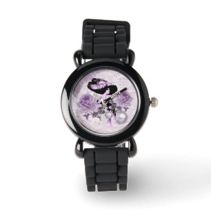 Montre Lovely LavenderLady VintageLace SilverGlitterWatch