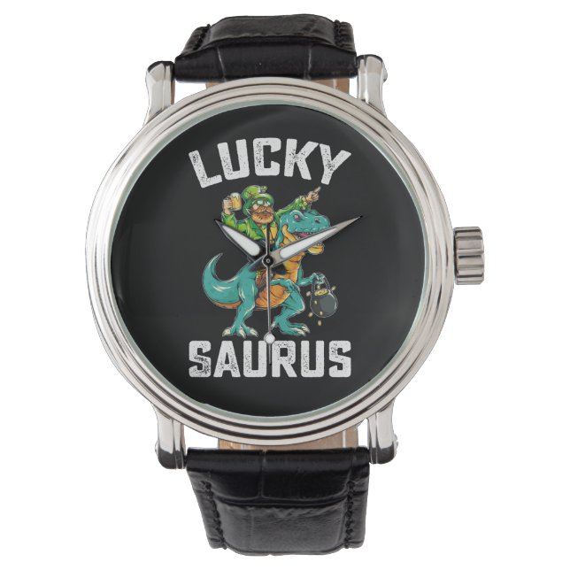 Montre Lucky Saurus Dinosaur T Rex St Patrick's Day (devant)