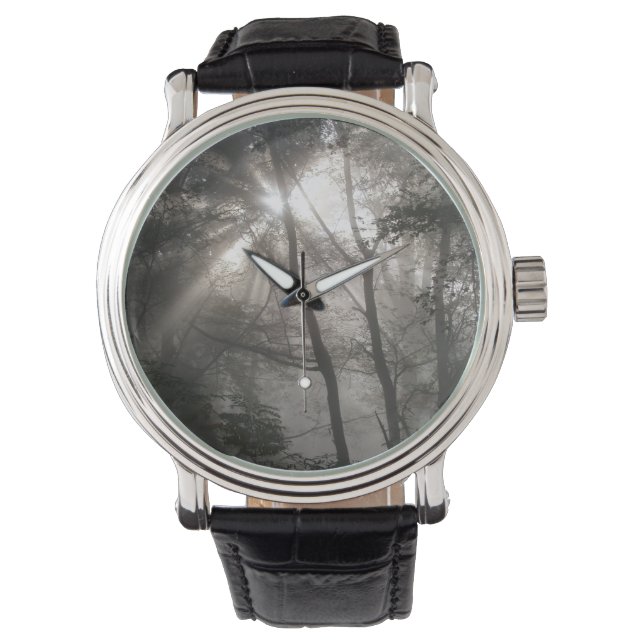 Montre Lumière Solaire À Travers Les Arbres Bois Sombre (devant)