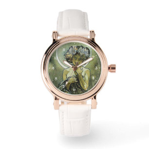 Montre Lune Art Nouveau vintage par Mucha