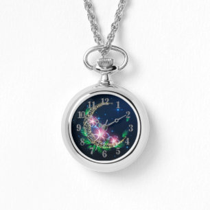 Montre Lune et fleurs