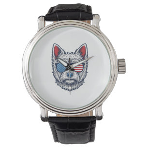 Montre Lunettes de soleil pour chien Westie patriotiques