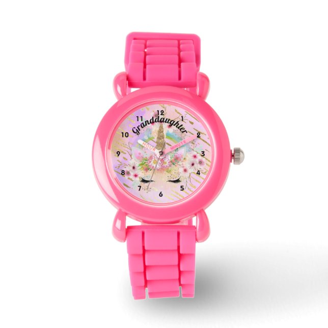 Montre L'UNICORN DE GRANDE-FILLE Dons Rose Gold Girly (Recto)