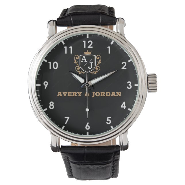 Montre Luxury Elegant Monogram minimal couple names (devant)
