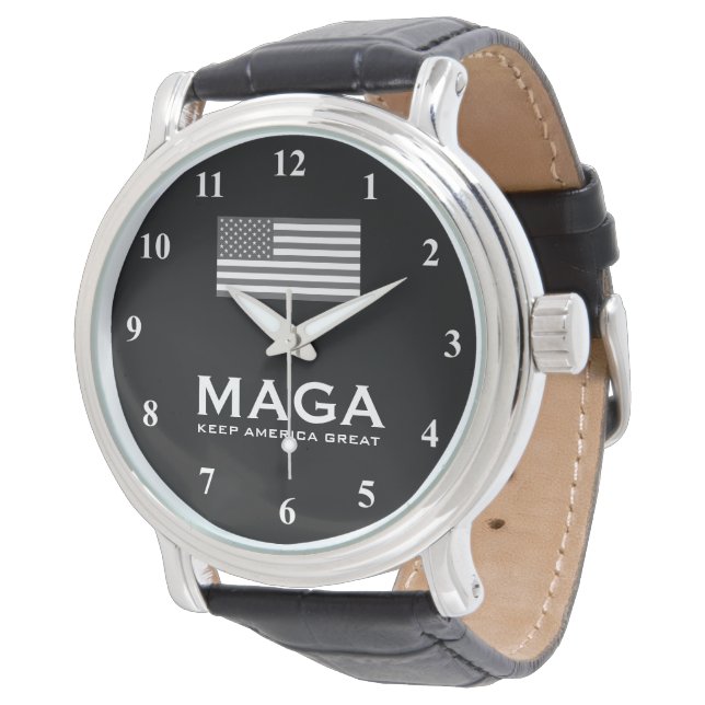 Montre MAGA Trump avec drapeau américain et cadran (Incliné)