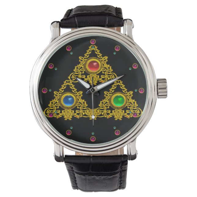 MONTRE MAGIQUE ELFIC TALISMAN /GOLD TRIANGLE AVEC GEMSTON (devant)