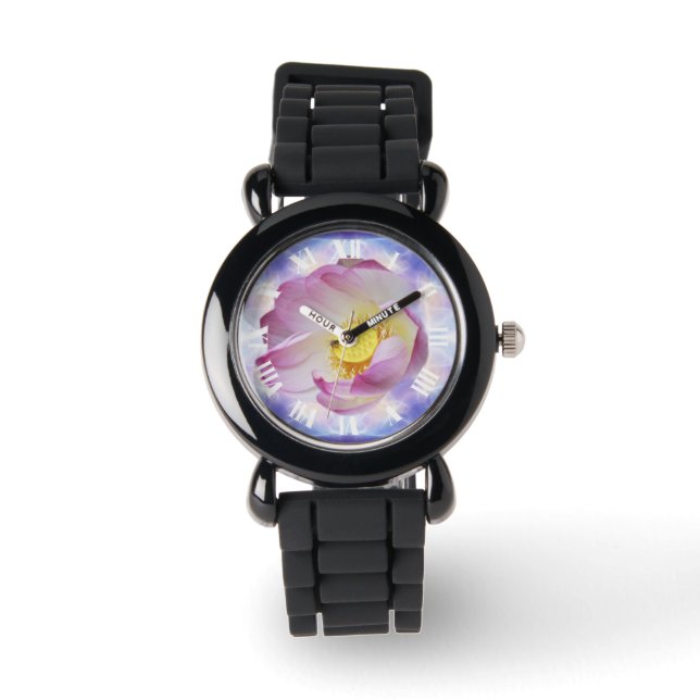 Montre Magnifique Lotus Flower chiffres romains (Recto)