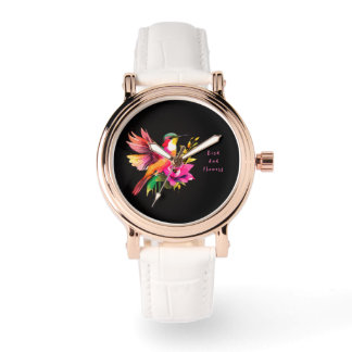 Montre Magnifique motif d'oiseau et de fleurs, moderne
