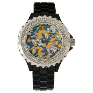 Montre Magnolia en floraison et oiseau de tireur 3