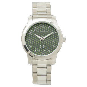 Montre Maillon industriel personnalisé vert perle métalli