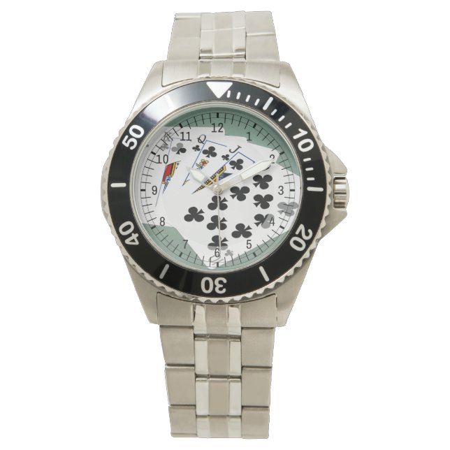Montre Mains de poker - Brosse royale - Costume de clubs (devant)