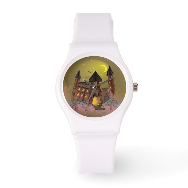 Montre Maison de sorcière éffrayante Halloween et château (Recto)
