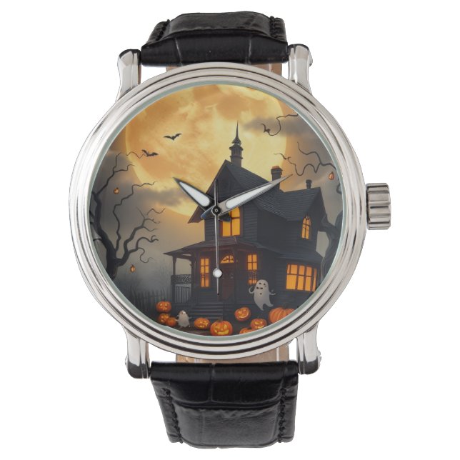 Montre Maison Hantée éffrayante Halloween Conception de n (devant)