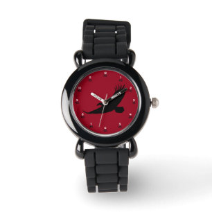 Montre Majestic Black Eagle Silhouette Gras Rouge